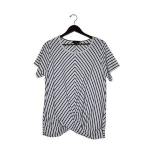 AGB Women's Short Sleeves Knit Striped Tee Top Size 1X